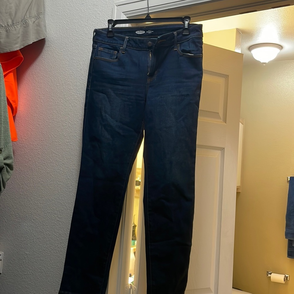 Old navy blue jeans.